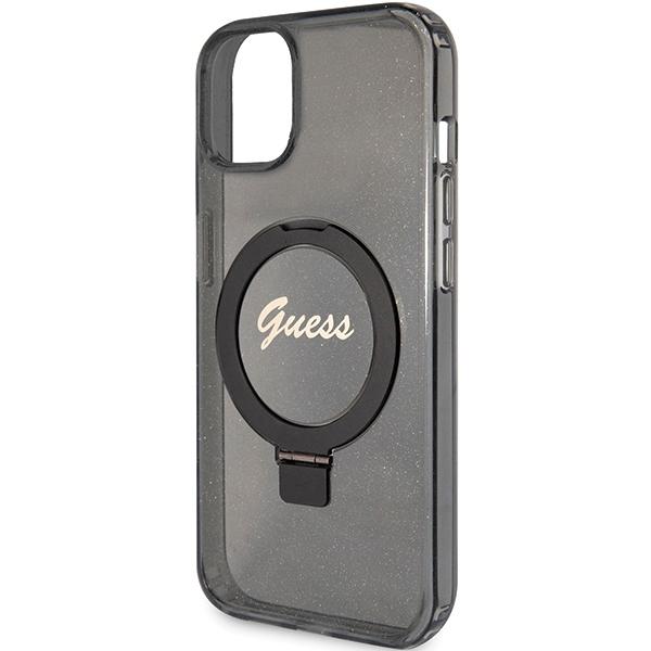 Guess Guhmp13Mhrsgsk Iphone 13 / 14 / 15 6.1 Czarny/Black Hardcase Ring Stand Script Glitter Magsafe