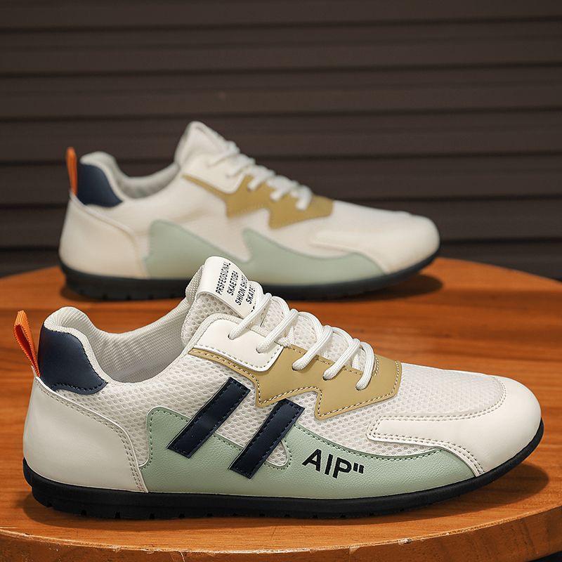 Herren Sommer Atmungsaktive Mesh Weiße Sneaker - Trendig, Vielseitig, Flache Freizeitschuhe