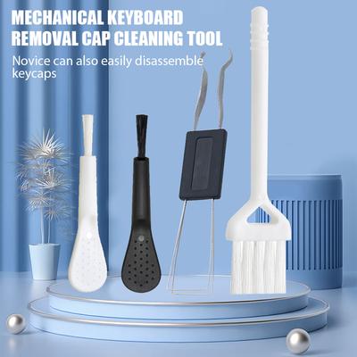 4 In 1 Keyboard Cleaning Brush Keyboard Keycap Puller Universal Mechanical Key Cap Shaft Remover Computer Earphone Cleaner Kit