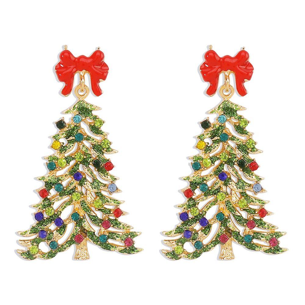 Crystal Xmas Dangle Earrings Star Christmas Bell Pendant Trendy Merry Christmas Earrings  Winter