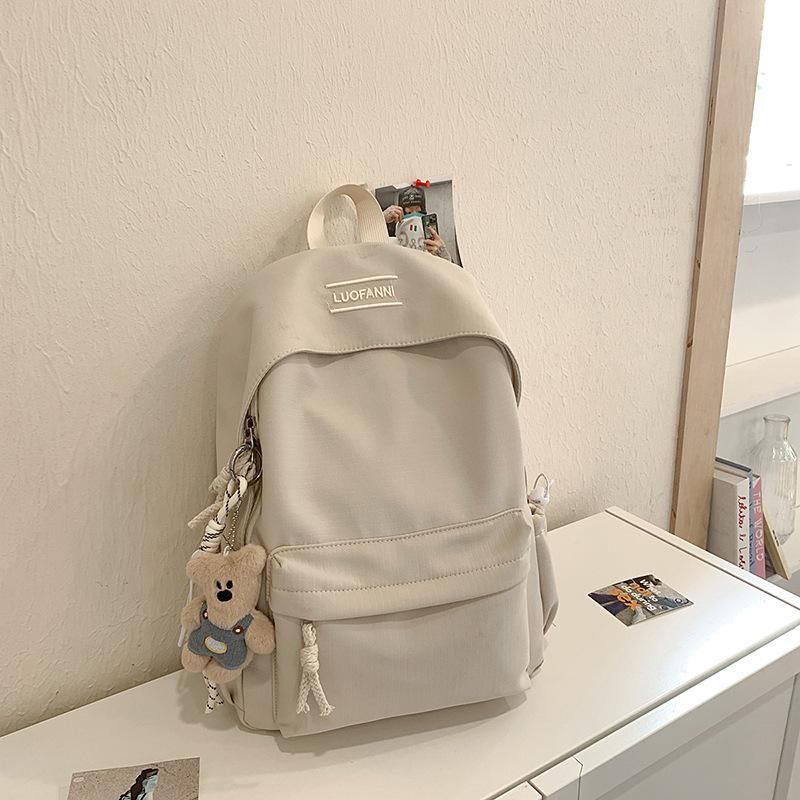 Schoolbag: Fashionable and Fresh Schoolbag, Large Capacity for Girls, High School, Junior High School, Simple Solid Color, Versatile Commuter Backpack