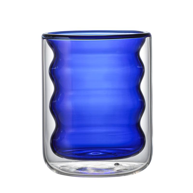 Colored Double-Walled Spiral Glass Cup: Ideal for Milk, Coffee, Mousse, Juice At Home or Office.