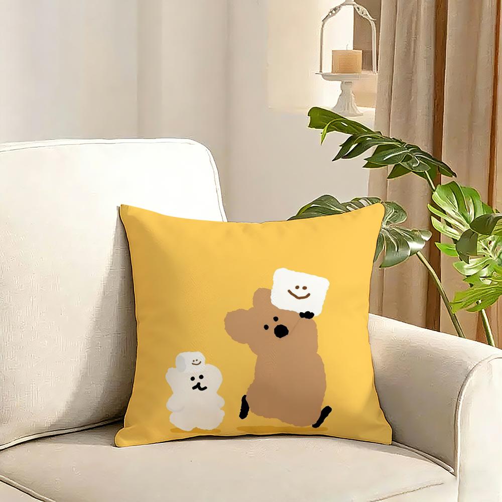 Korean stationery DDinotaeng Cushion Cover Reversible Plush Pillow Cover Soft Fluffy Home Decor for Sofa Bedroom