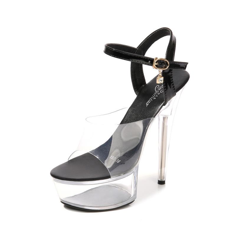 Dámské boty na jehlách Sexy Transparentní křišťálové pantofle Svatební boty Banquet 190 Series 14,5 cm podpatek 5 cm platforma LFD