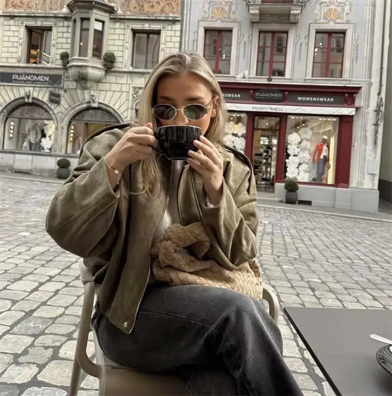 Europäische & Amerikanische Damenmode Sommer Bomberjacke Dreiteiliges Set mit Schulterschnalle und Taillenbetontem Design