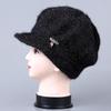 Thickened Pumpkin Beret Hat Fleece Lined Beanies Hat Ear Protection Cap  for Middle Aged Women