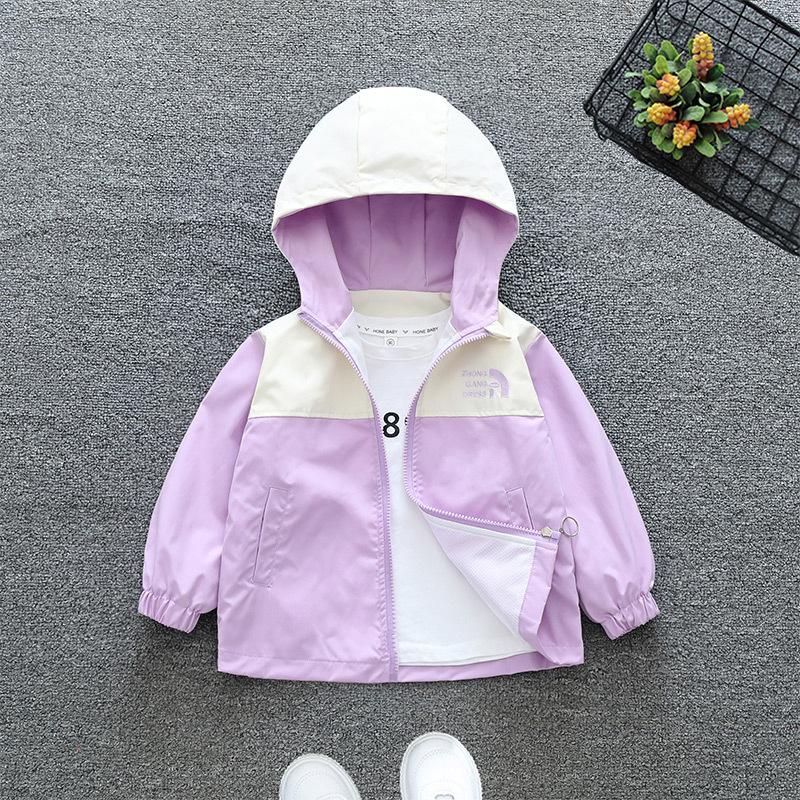 Boys and Girls Jacket Spring Ball Thin Section of The Middle and Large Children Loose Casual Hooded Rushing Coat Jacket Children's Outside