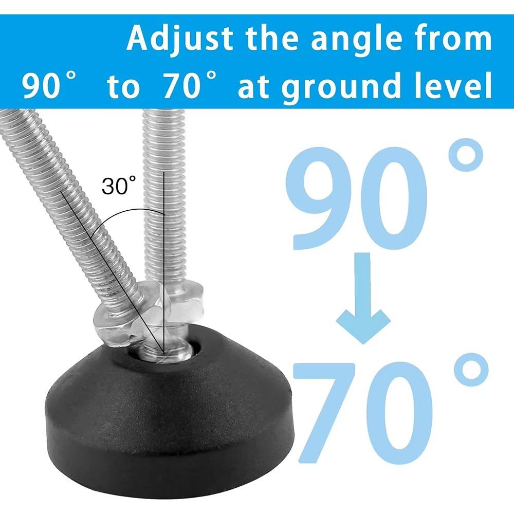 4Pcs Adjustable Levelling Feet Furniture Pads Diameter 50mm Nylon Base Universal Joint Threaded M12x50mm for Table Chair Stand