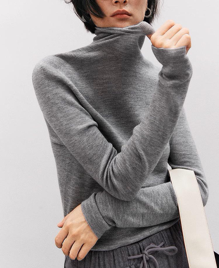 

Yangzi BY 18-игольный высокотехнологичный трикотажный свитер с высоким воротником - S34424YD One Size