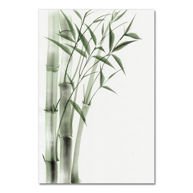 Bamboo Leaf Poster Zen Decoration New Chinese Unreal Abstract Ink Painting Print Wall Art Canvas Painting Picture for Home Decor Unframed
