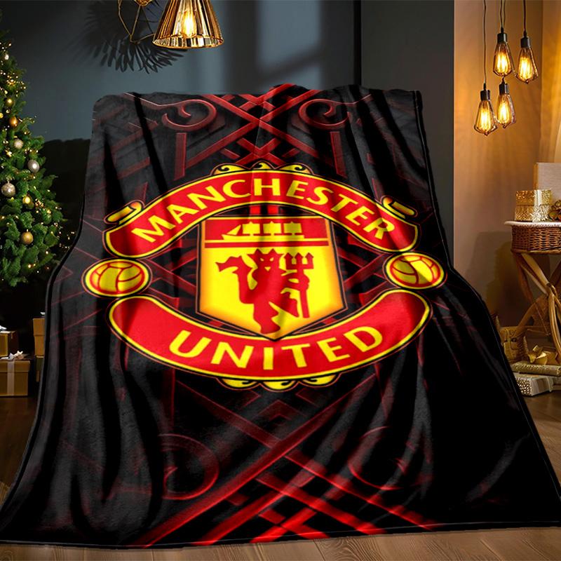 Coperta con stemma del Manchester United Coperta in flanella da esterno per campeggio, escursionismo, feste in giardino, essenziale per picnic, regalo per famiglia e amici