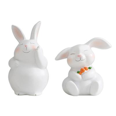 Easters Bunnies Ornament Resins Rabbit Hugging Carrot Figurine Sculpture Tabletop Decors for Holiday Decoration Lover