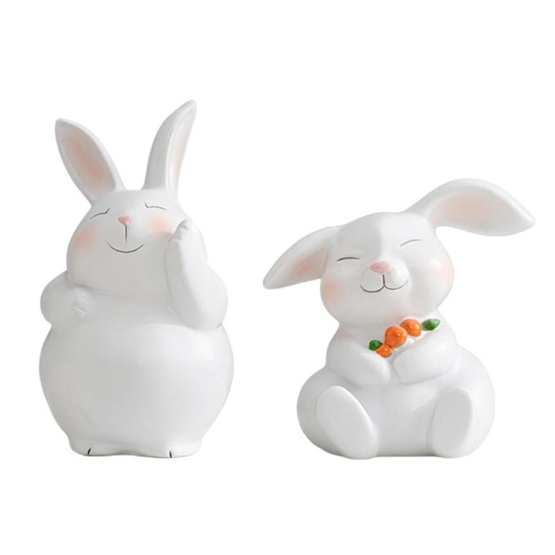 Easters Bunnies Ornament Resins Rabbit Hugging Carrot Figurine Sculpture Tabletop Decors for Holiday Decoration Lover