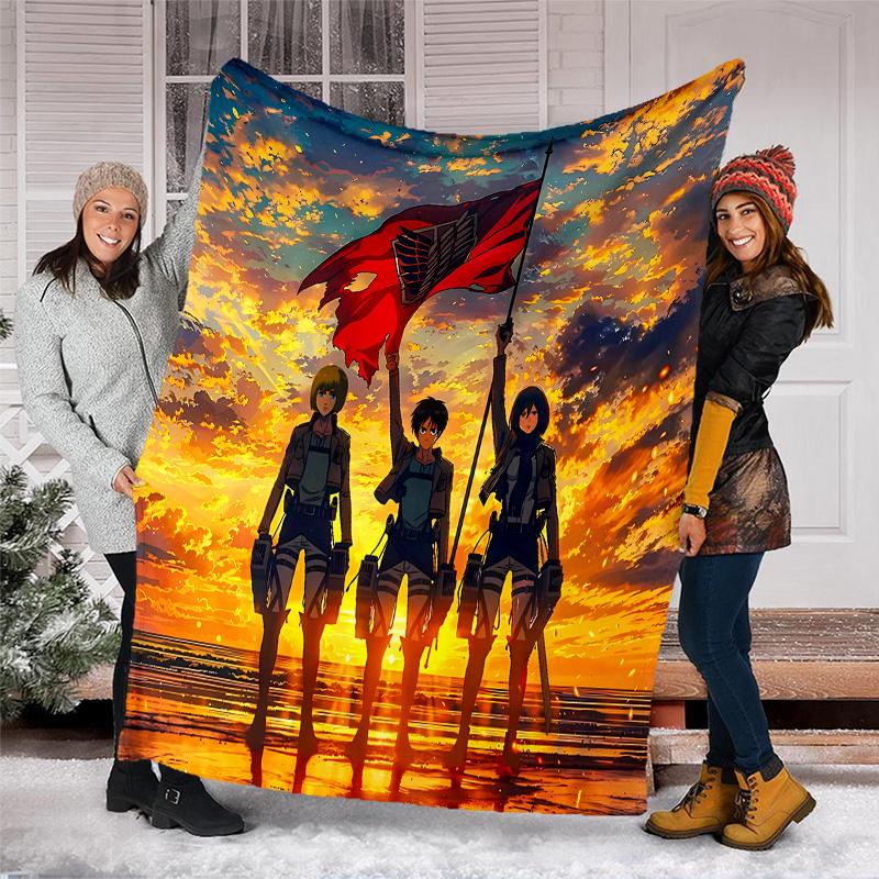 Attack on Titan printed throw blanket—lightweight,soft,warm;versatile blanket for all seasons—perfect as &air-conditioning throw,nap blanket