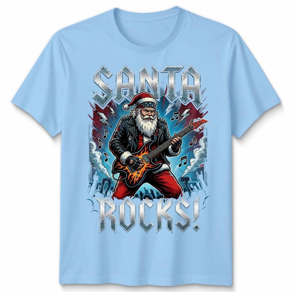 Santa Rocks Christmas Holidays Unisexs TShirt Unisexs Graphic Tee S