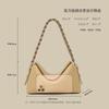 The first layer of cowhide underarm bag women's new niche woven one shoulder crossbody handbag simple and fashionable temperament pillow bag