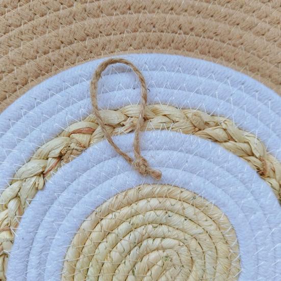 7/9Pcs/Set Boho Wall Basket Decoration Handmade Woven Round Flat Wall Hanging Decor Bohemian Decorative Rustic Rattan Seagrass Wicker Wall Art