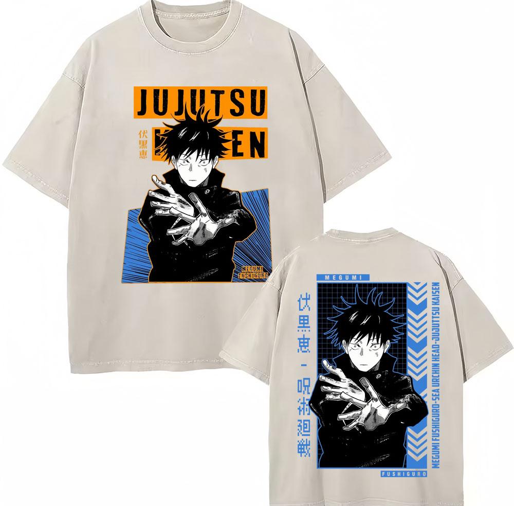 Anime Jujutsu Kaisen Fushiguro Toji Sorcerer Killer Washed Tshirt Men Casual Oversized T Shirts Mens Manga Vintage Streetwear 2XL