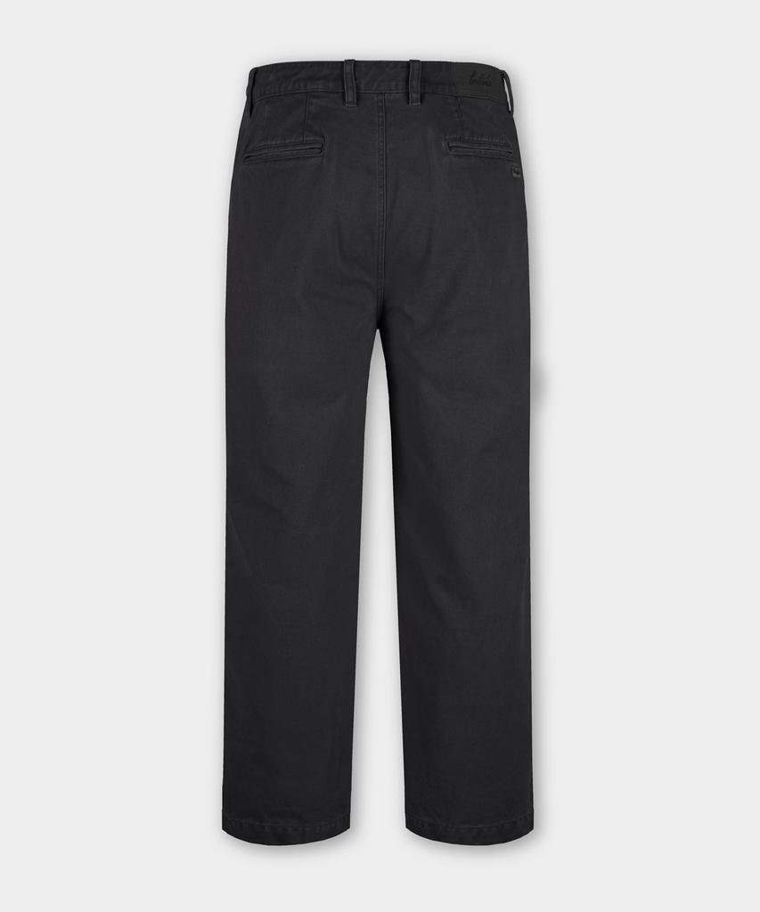 BIRBANTE Garment-Washed Twill Double-Pleat Chino Pants - Black Navy