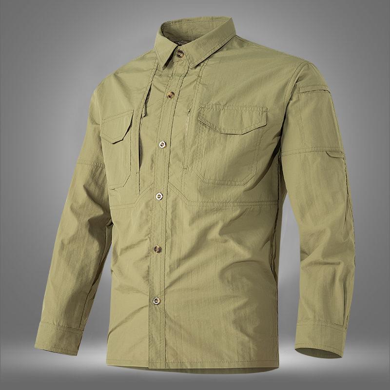 Men's Tactical Long-sleeved Shirt Multi-functional Training Quick-drying Jacket Thin Breathable Coat