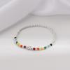 S925 Silver Rainbow Beaded Bracelet for Girls Summer Ins Niche Design Colorful Bear Smiley Hand Jewelry