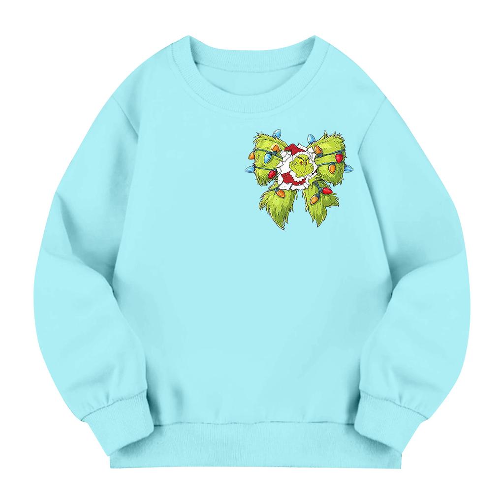 Kids' Long Sleeve Loose Pullover Letter Printed Round Neck Sweatshirt