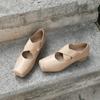 New Year's New Crossed Ballet Sneakers with Square Toe Pleated Retro Style Single Shoes Thick Heels Mary Jane Women's Shoes
