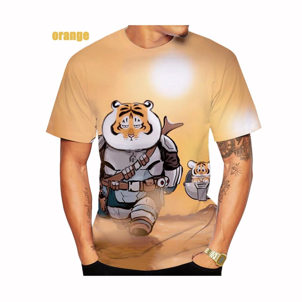New Fashion Cartoon Tiger 3d Print Unisex Cool T-shirt Funny Tiger Print Cute Short Sleeve Size