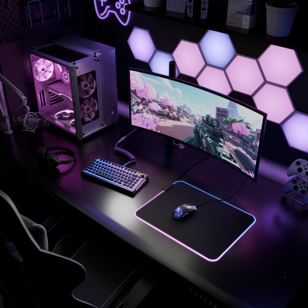 Glorious Mouse Pad 2 GLED XL Black RGB Lighting Cloth Gaming Mouse Pad (460 X 355mm) GLO-MP2-GLED-XL-B MS0772