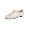 Fashion Women's new leather cowhide round toe spring and autumn low heel plus large lace up casual and comfortable sports single shoe