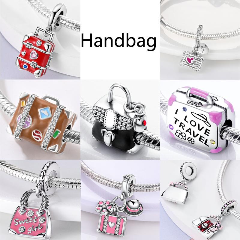 Original Charms Copper Travel Series Plane Camera Handbag Pendants Beads Fit Woman Bracelet Necklace Jewelry Charms Diy Gift