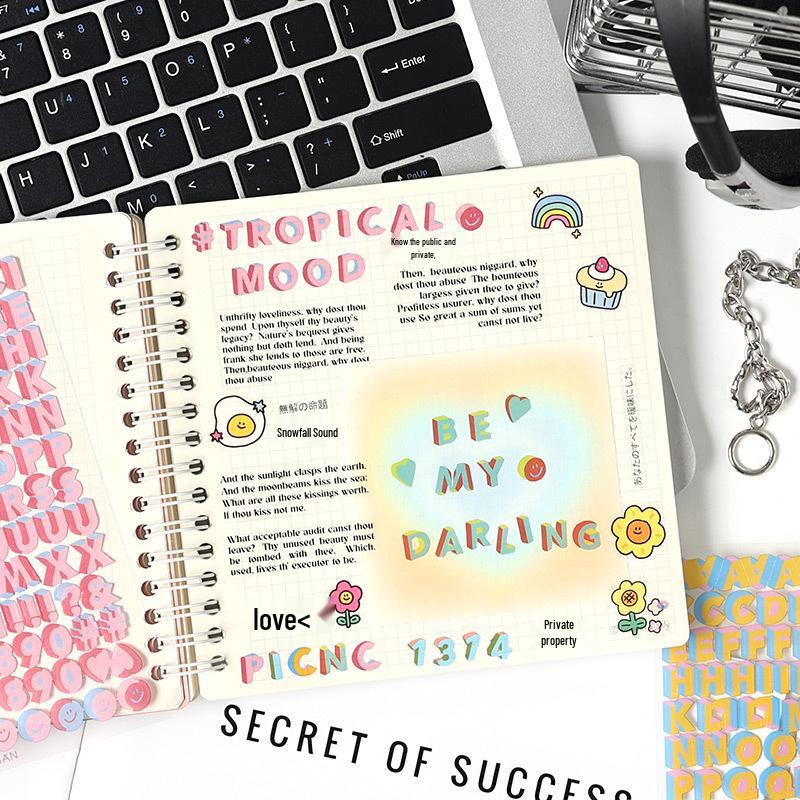 Yuezhen 3D Dynamic Journal Stickers - PET Letter & Number Stickers for Journaling