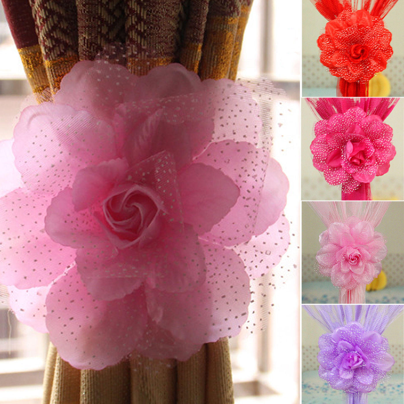 

Best Peony Flower Curtain Clip-on Tie Backs Holdback Tieback Holder Панель розовый