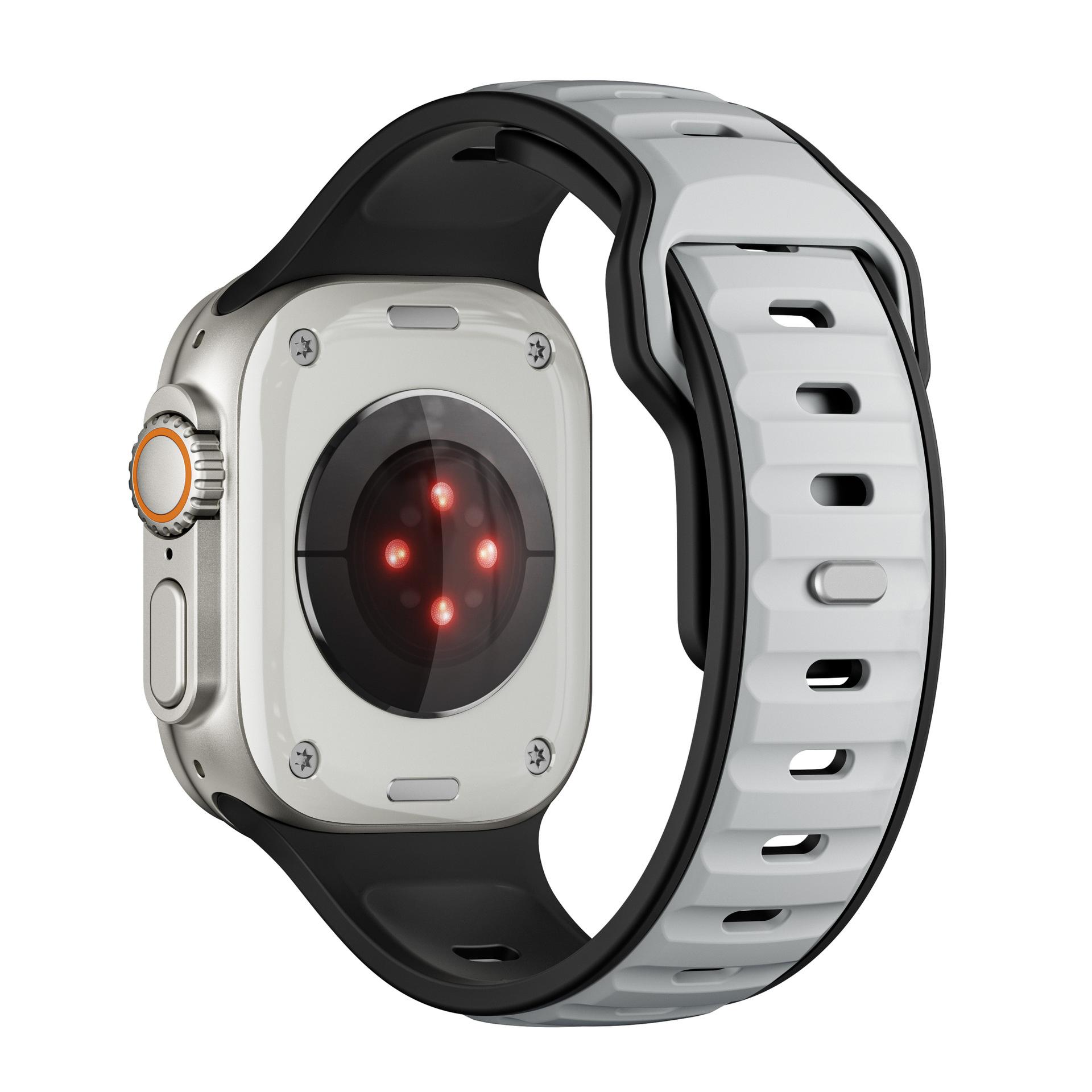 Силиконовый ремешок для Apple Watch Series 10 46 мм 42 мм 41 мм 45 мм 44 мм 40 мм Ultra 2 49 мм спортивный дышащий ремешок для Iwatch Series 10 9 8 7 38mm 40mm 41mm серый
