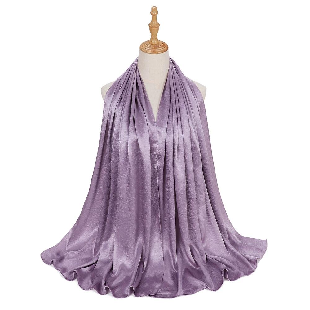 Woman Malaysia's Model Imatation Silk Smooth Satin Long Scarf Head Cover Muslim Hijab Shawls Lady Turban