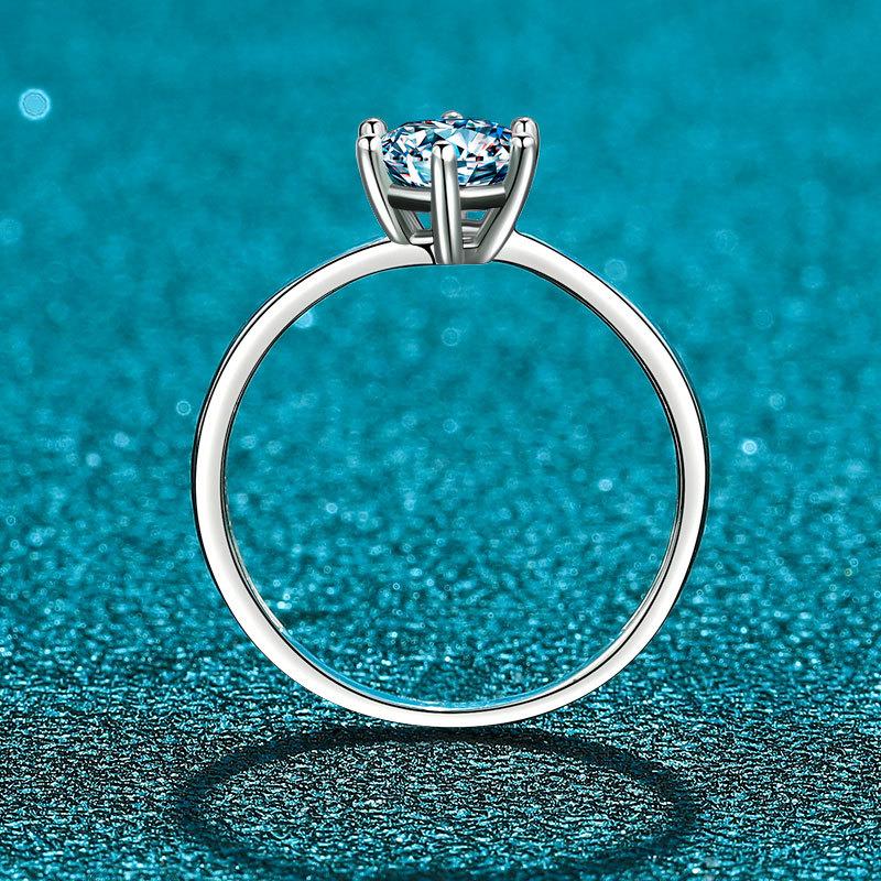 Classic Six-Claw Twist Arm Ring Fashion Single Diamond Secret Ring S925 Silver Diamond Ring