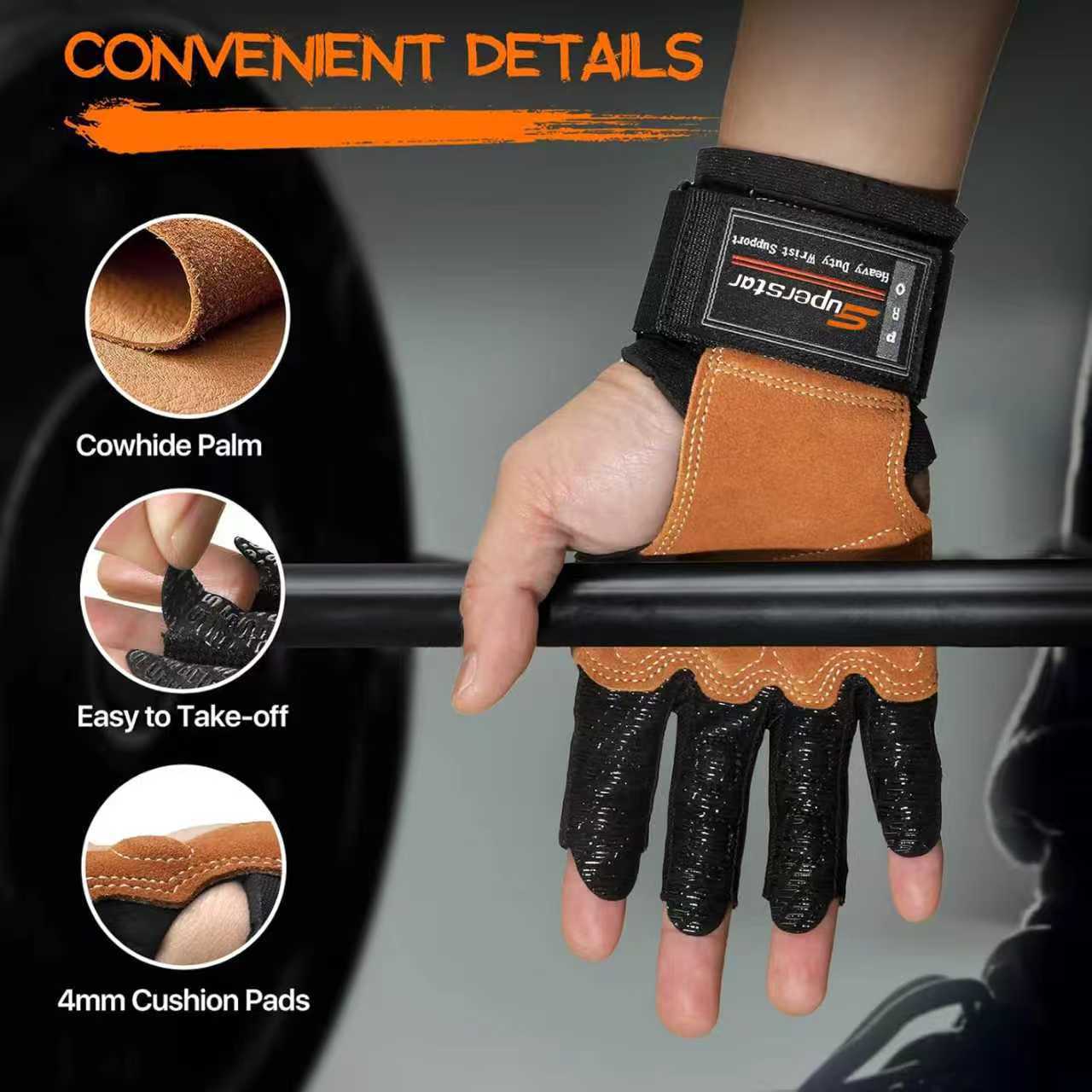 

Outdoor cowhide silicone air cushion fitness half-finger gloves men and women running mountaineering weightlifting non-slip breathable gloves XL