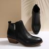 Vintage side zipper mid-heel short boots women's autumn thick heel plus size Chelsea boots
