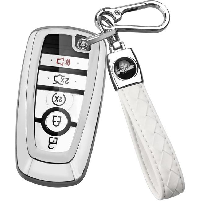 QBUC for Ford Key Fob Cover,Key Cover with Keychain for ford,Key Case Full Protection Key Case Shell Shell for Mustang Raptor Remote car Key Fusion