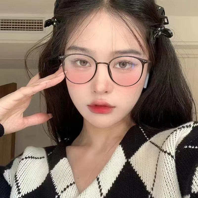 Premium Ins Internet Celebrities Plain Face Cold Brown Frame Blush Sunglasses Xiaohongshu Girl Style Sun Protection Sunglasses