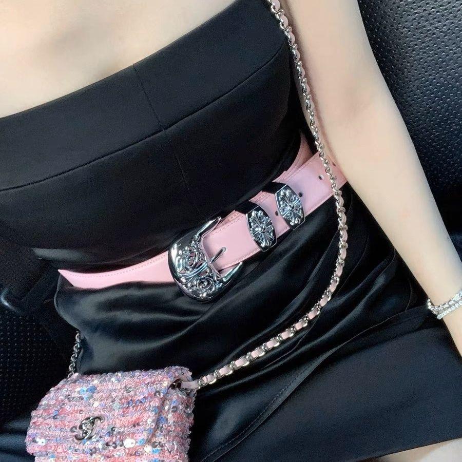 

2025 Hollow Carved Cross PU Leather Belt: Trendy Women s Decorative Waist Accessory for Skirts and Pants