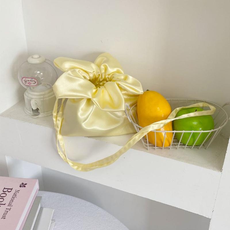 Checkered Flower Drawstring Bucket Bag Y2K Aesthetic Jacquard Shoulder Bag Summer Casual Crossbody Shoulder Bags