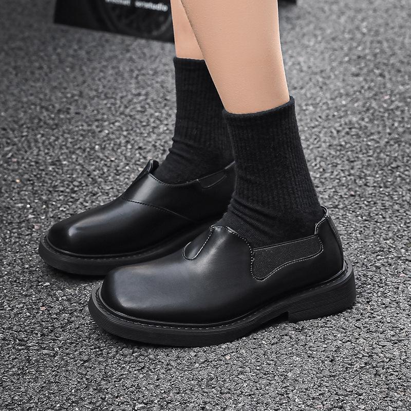 Men's Leather Shoes New Autumn Niche British Casual Men's Shoes Thick Sole Heightening Big Head Derby Tide Shoes 68661-J