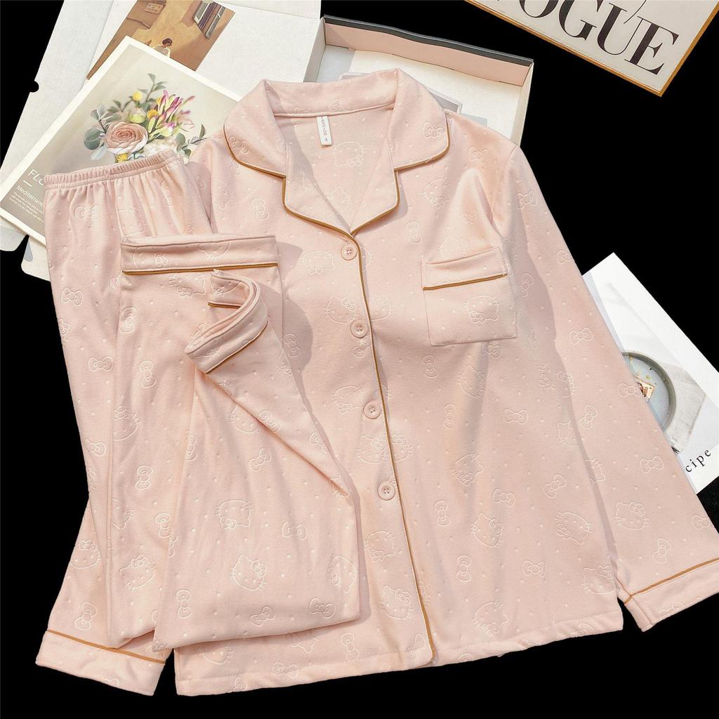 Women's Cloud Cotton Lace Pajama Cardigan Set - Spring & Autumn Collection