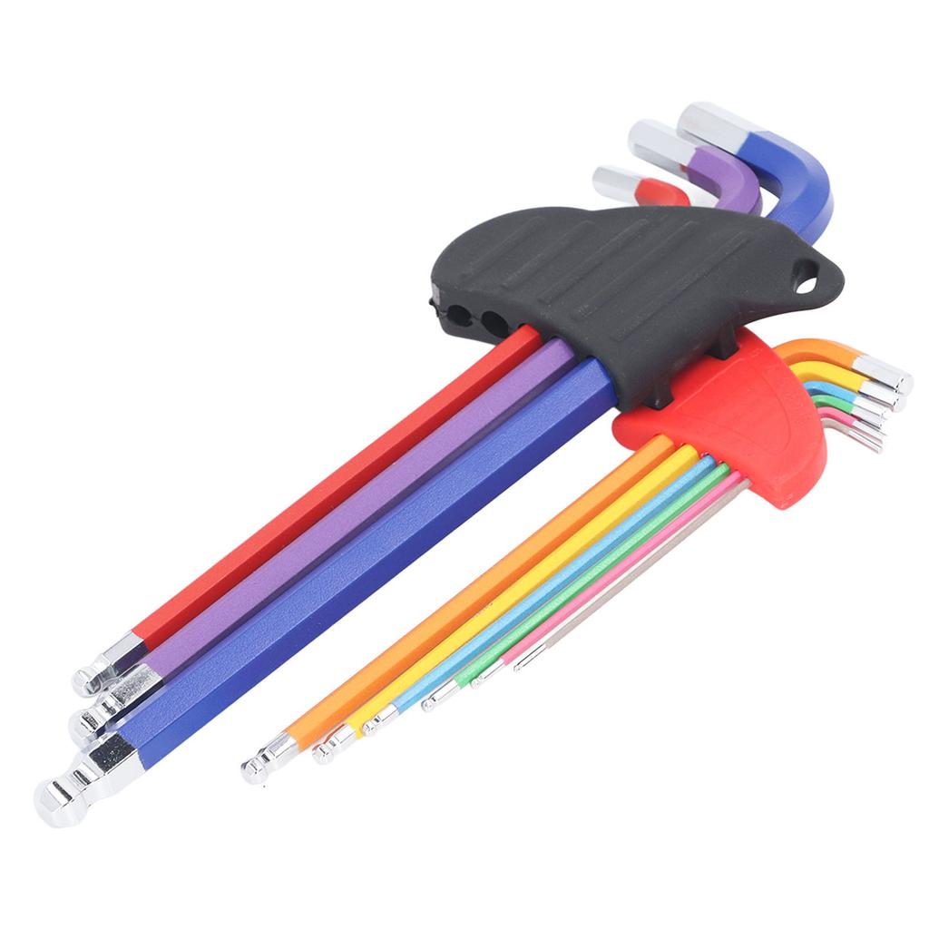 9-teiliges Sechskant-Schlüsselset CR V Rutschfest Mehrfarbig Multifunktional Langarm Sechskantschlüssel-Set für Klein