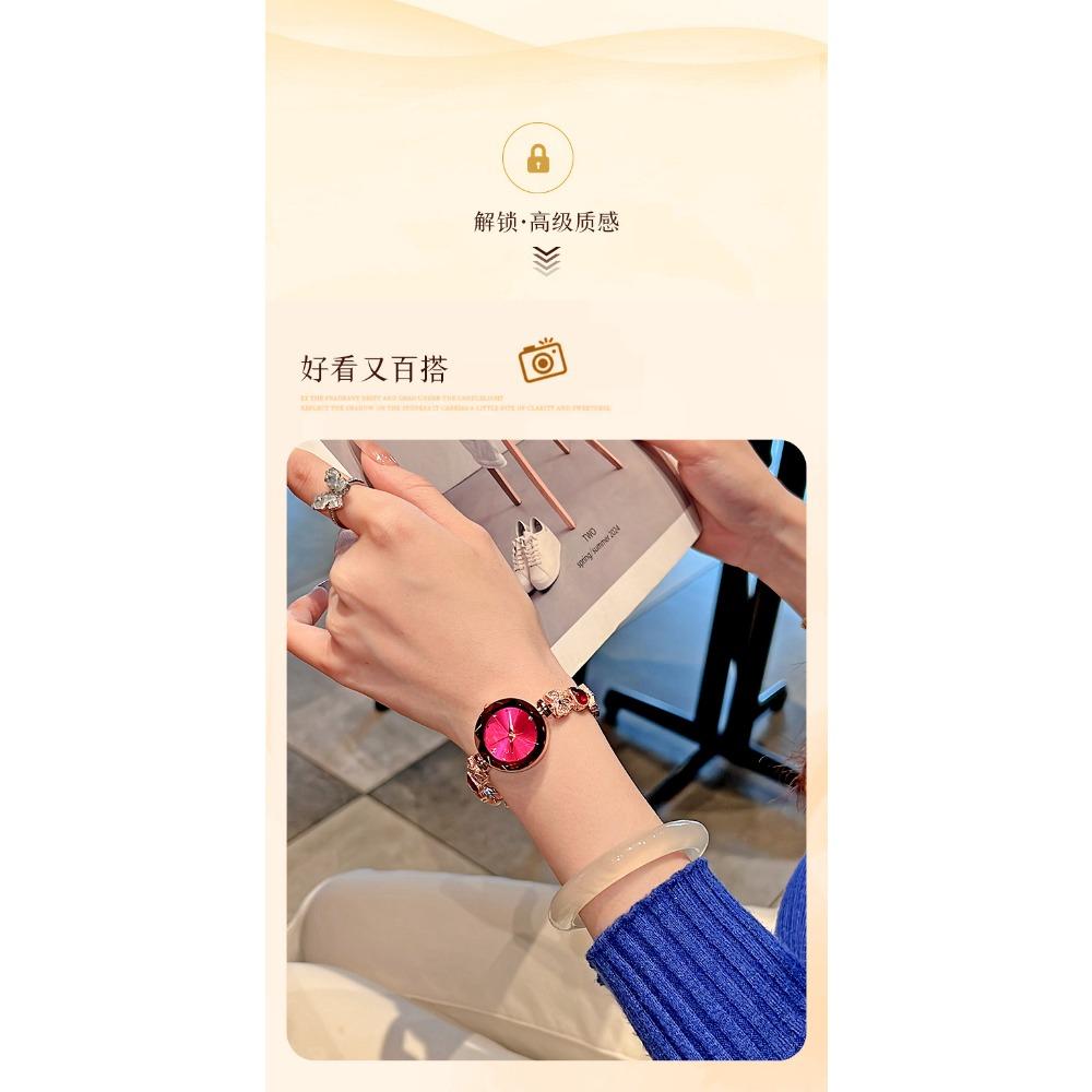 Cimiu Kiai Montre à Quartz Ronde Facettée pour Dames Bracelet Cœur Strassé Nœud Cristal Incrusté Élégante Montre-Bracelet de Soirée de Luxe Cadeau pour Femmes