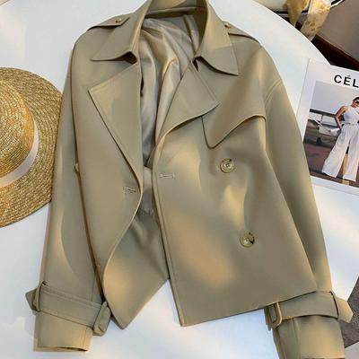 2025 Autumn Women's Khaki Petite Trench Coat: Popular Commuter Casual Top