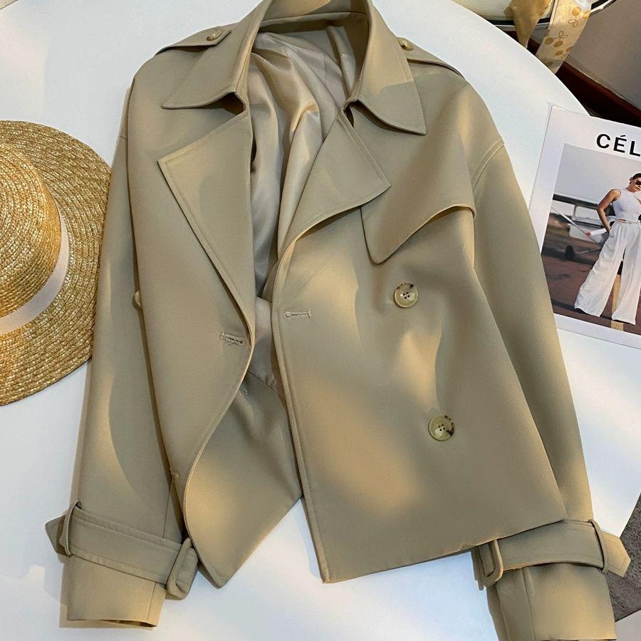 2025 Autumn Women's Khaki Petite Trench Coat: Popular Commuter Casual Top