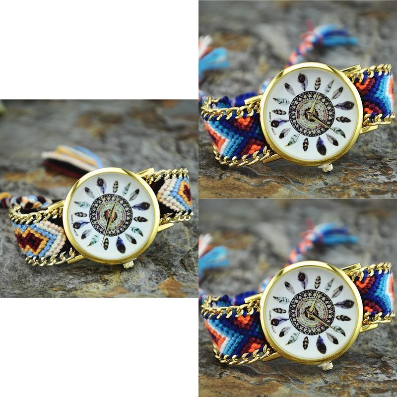 Orologio Intrecciato da Donna Dreamcatcher con Quadrante in Vetro per Regalo e Uso Casual