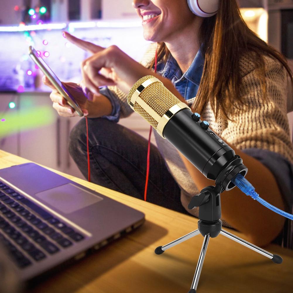 Condenser Microphone Stable USB Desktop Tripod MIC High Sensitivity Angle for PC